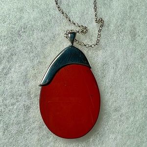 Vintage Red Jasper Sterling Silver Pendant